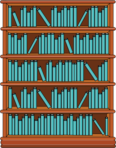 Bookshelf with blue books