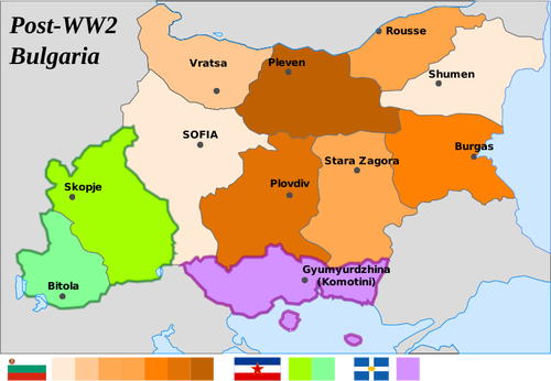 Mapa Bulharské republiky po druhé světové válce 2 vektorové kreslení