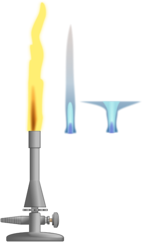 Vektorbild av laboratoriet brännare med 3 olika lågor