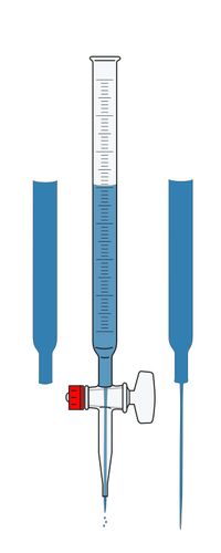 ClipArt-kuva valmistuneesta lasiputkesta, jonka päässä on hana