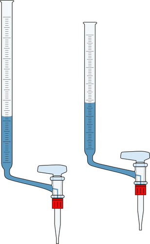 Ilustração em vetor de tubo de vidro graduado com torneira de lado na parte inferior