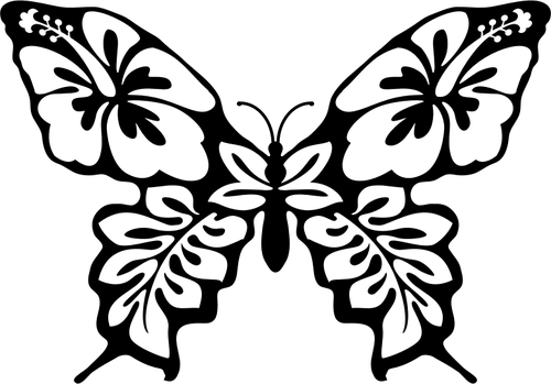 Butterfly flower line art