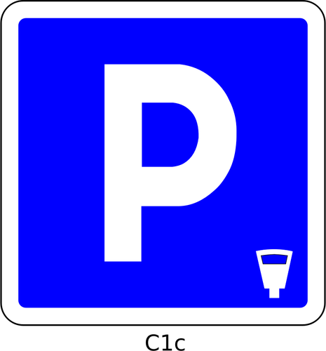 Vector illustration of metred parking area blue road sign