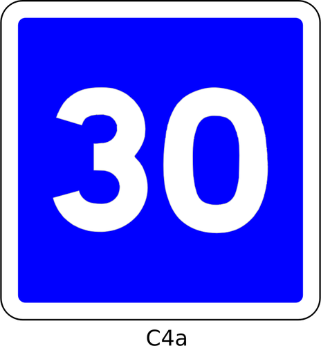 30 קמ ש מהירות להגביל את האיור וקטור roadsign מרובע הצרפתית כחולים