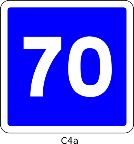 maximumsnelheid 70mph blauw vierkant Franse bord vector tekening