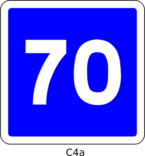 limite de velocidade de 70 km/h azul desenho vetorial de roadsign quadrado francês