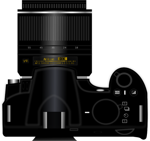 Цифровой фотоаппарат Nikon D3100 в вид сверху векторные картинки