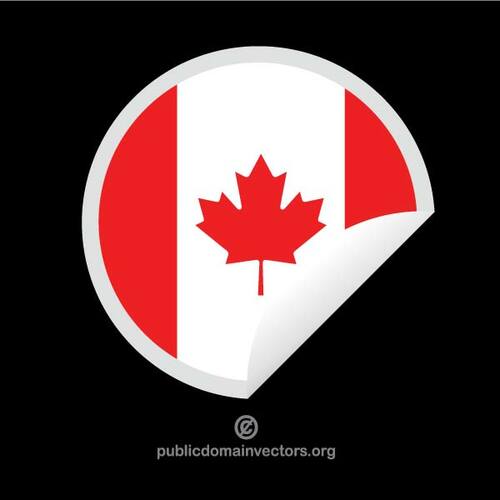 ملصق مستدير مع العلم الكندي