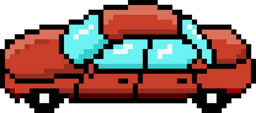 Graphiques vectoriels de vue latérale du pixel art de voiture rouge