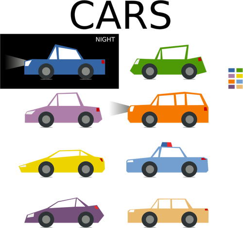 Vektorbild av cartoon uppsättning bilar