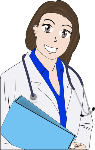 Karikatura ženský lékař