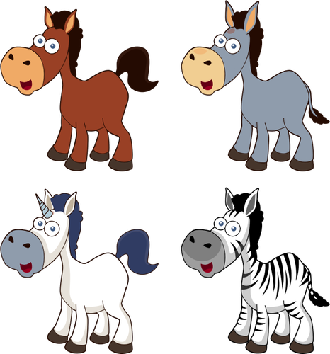 Vector images clipart de sélection de chevaux de bande dessinée