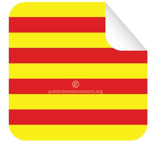 Catalonia bayrağı ile kare etiket