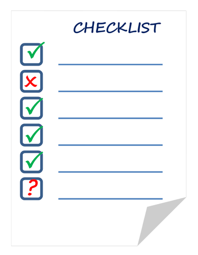 Checklist on paper sheet