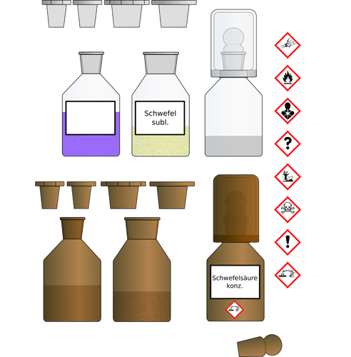 Bouteilles de produits chimiques