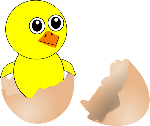 Eggshell वेक्टर छवि में नवजात चिकन