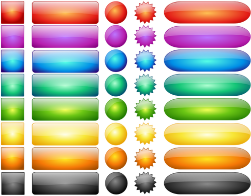 Botón brillante conjunto de gráficos vectoriales