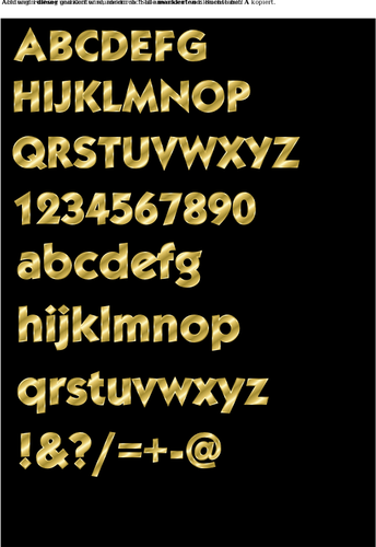 Vektorový obrázek ozdobný abecedy ve zlatě