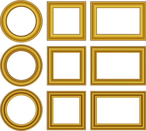 Vektorový obrázek set zlatých rámečků