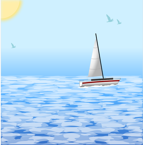 海景象与帆板船矢量图