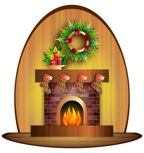 Weihnachten-Kamin-Vektor-Bild