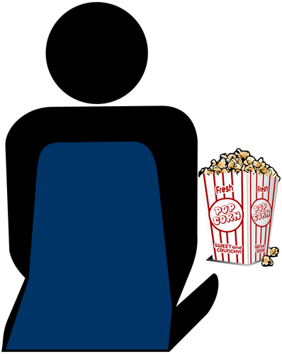 Person med popcorn på kino vektor symbolet