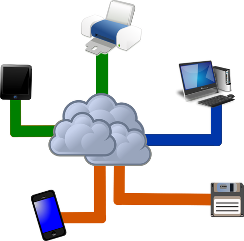 Cloud computingu diagramu vektorové ilustrace