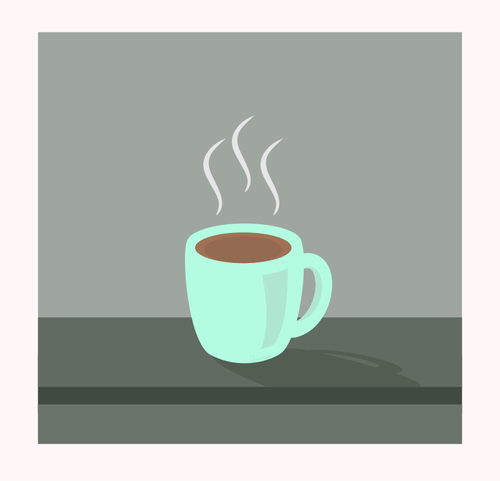 Vector image of steamy coffee mug on grey table