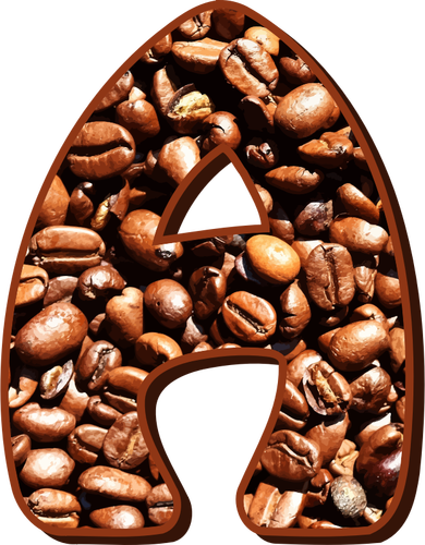 Grains de café dans la lettre A