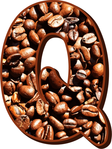 Bokstaven Q med kaffebönor