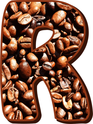 Lettera R in chicchi di caffè