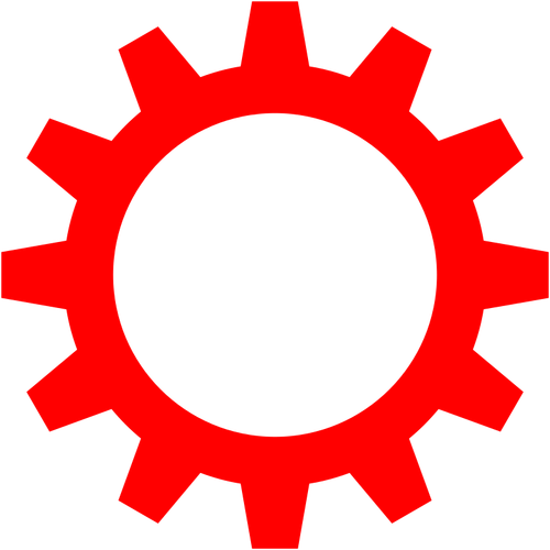 Symbole de la roue dentée rouge