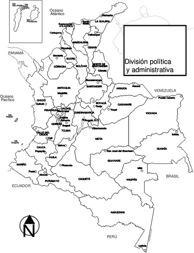 Colombia regions map vector image