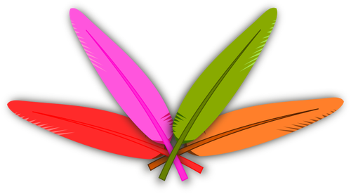 Vektor ClipArt av fyra korsade färg fjädrar