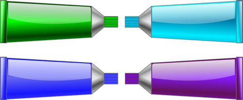 緑、青、紫、水色のカラー チューブのイメージ