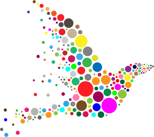 Vektorritning färgade cirklar bildar en fågel form