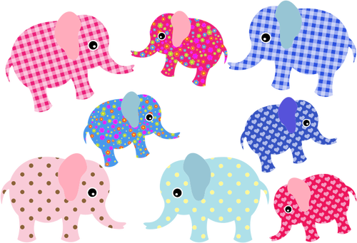 Gajah retro warna-warni