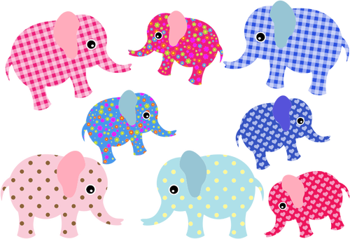 Éléphants rétro colorés