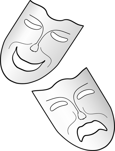 Театральные маски комедии и трагедии векторное изображение