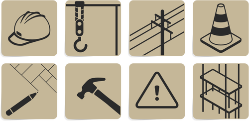 Dibujo de conjunto de símbolos del sitio de construcción vectorial