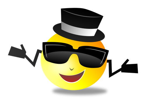 Emoticon con sombrero negro