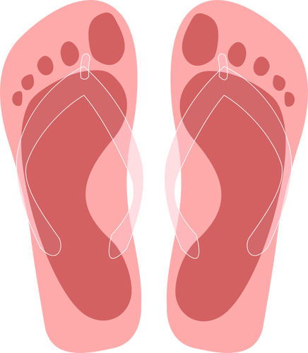 Flip Flops mit Füßen-Impressum-Vektor-illustration
