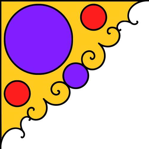 Illustration vectorielle de décoration coin en jaune, violet et rouge