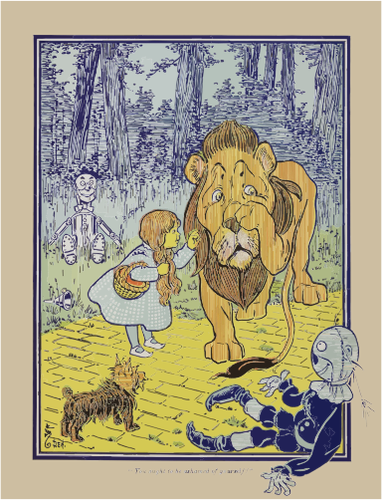 Zbabělý Lev Wizard of Oz plakát Vektor Klipart