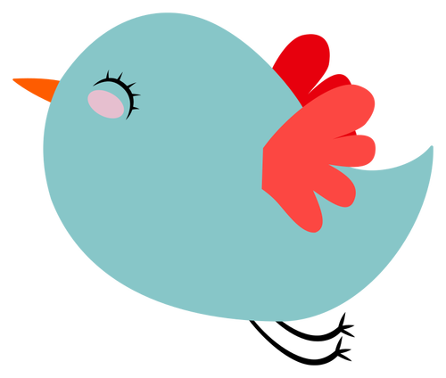 Uccello blu con ali rosse