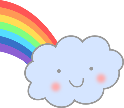 Schattig wolk met regenboog vector afbeelding