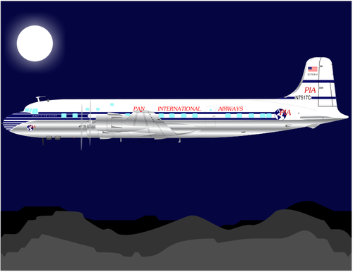 Pesawat di bawah cahaya bulan