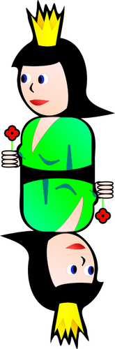 Gráficos de vector de dibujos animados de doble reina de tréboles