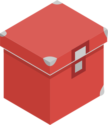 Vector de la imagen de la caja roja de almacenamiento con tapa