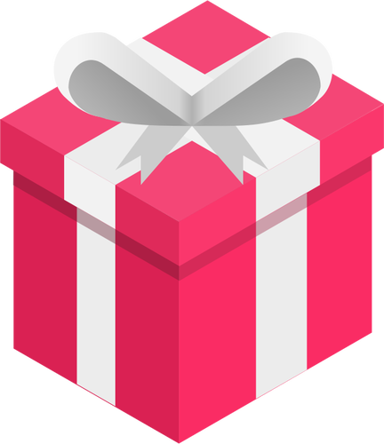 Imágenes Prediseñadas Vector de caja de regalo de color rosa con una cinta blanca